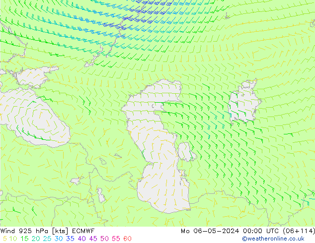 wiatr 925 hPa ECMWF pon. 06.05.2024 00 UTC