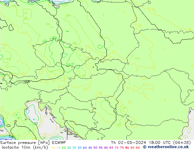 Eşrüzgar Hızları (km/sa) ECMWF Per 02.05.2024 18 UTC