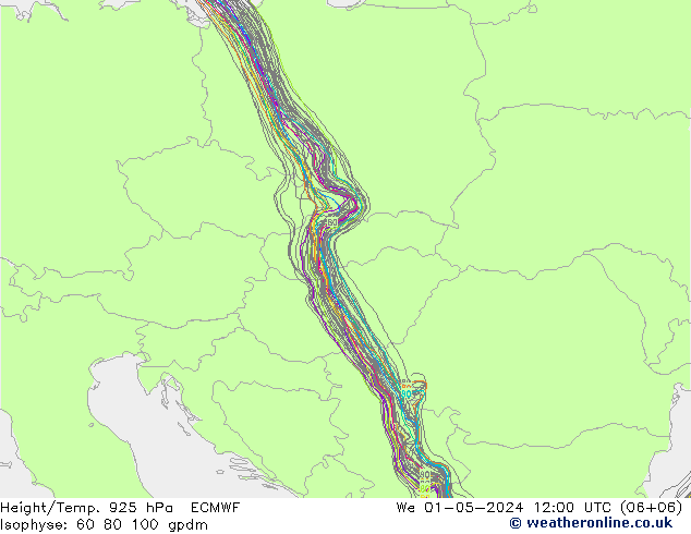 Height/Temp. 925 hPa ECMWF We 01.05.2024 12 UTC