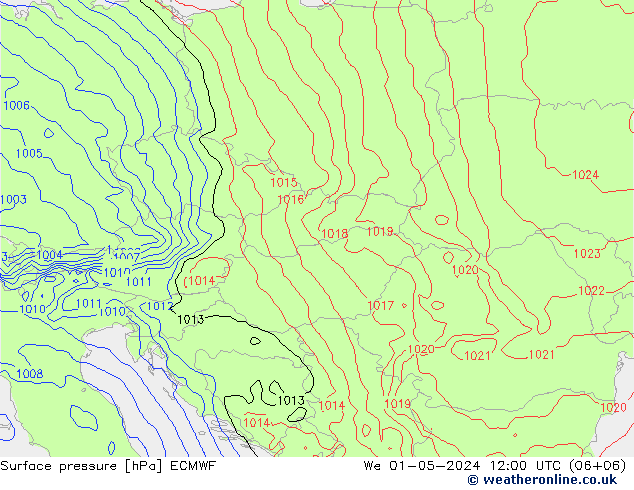 pressão do solo ECMWF Qua 01.05.2024 12 UTC