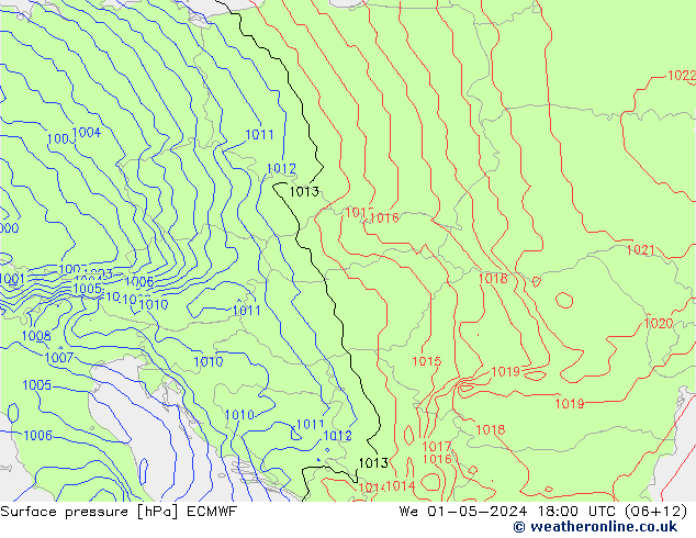 pressão do solo ECMWF Qua 01.05.2024 18 UTC