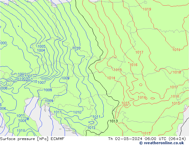 Surface pressure ECMWF Th 02.05.2024 06 UTC