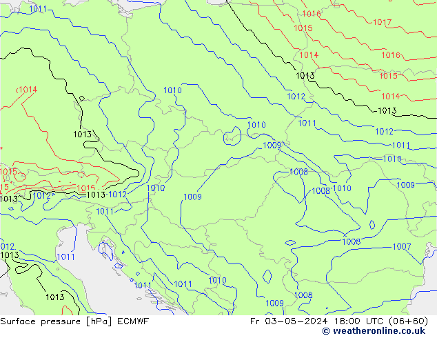 Presión superficial ECMWF vie 03.05.2024 18 UTC