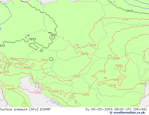 Pressione al suolo ECMWF dom 05.05.2024 06 UTC