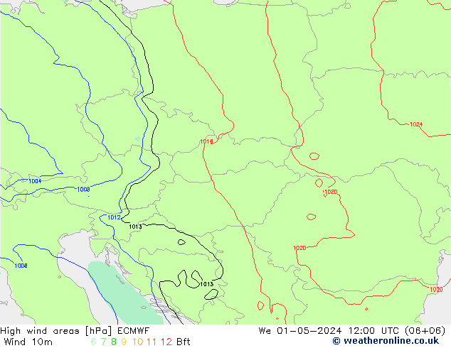 High wind areas ECMWF We 01.05.2024 12 UTC