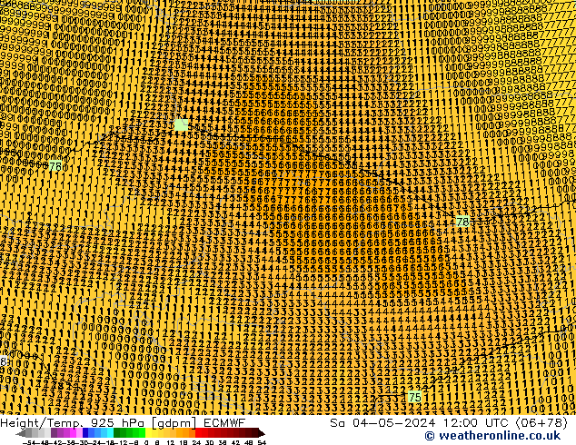 Height/Temp. 925 hPa ECMWF So 04.05.2024 12 UTC