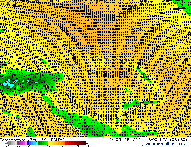 Temperature (2m) ECMWF Fr 03.05.2024 18 UTC