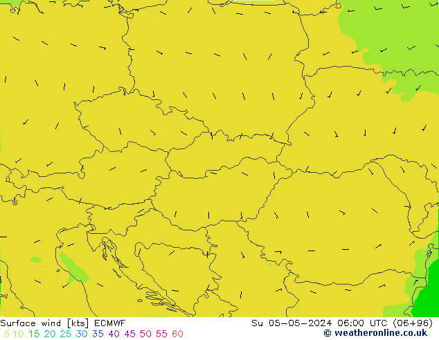 Vento 10 m ECMWF Dom 05.05.2024 06 UTC