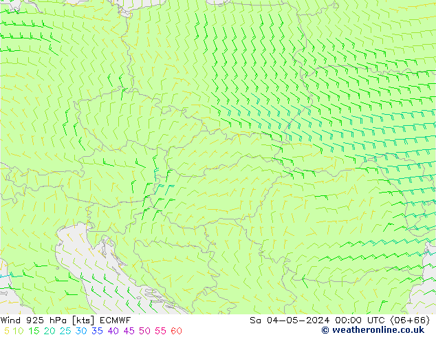 Vent 925 hPa ECMWF sam 04.05.2024 00 UTC