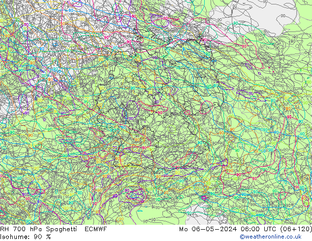 700 hPa Nispi Nem Spaghetti ECMWF Pzt 06.05.2024 06 UTC