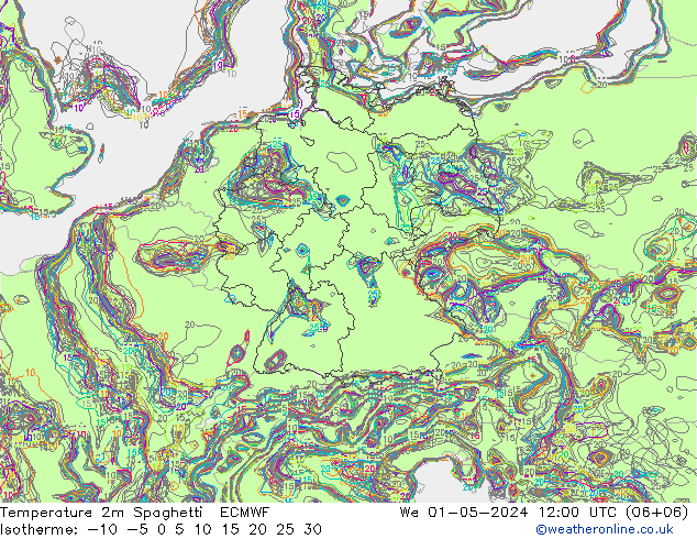 Temperaturkarte Spaghetti ECMWF Mi 01.05.2024 12 UTC