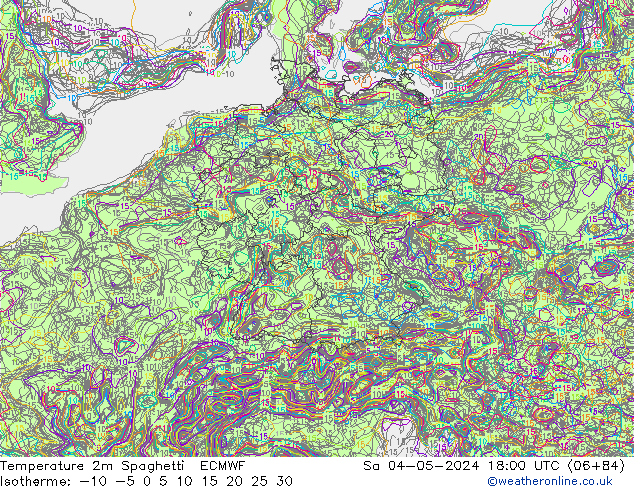 Temperaturkarte Spaghetti ECMWF Sa 04.05.2024 18 UTC