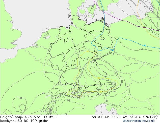 Yükseklik/Sıc. 925 hPa ECMWF Cts 04.05.2024 06 UTC