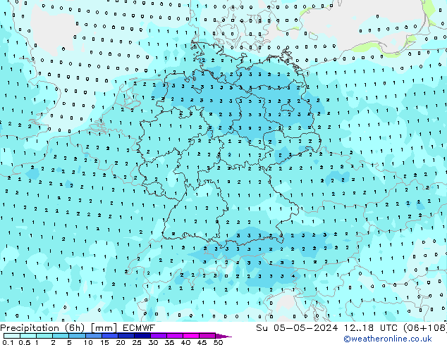 Précipitation (6h) ECMWF dim 05.05.2024 18 UTC