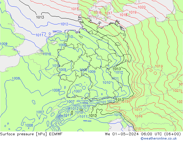 Bodendruck ECMWF Mi 01.05.2024 06 UTC