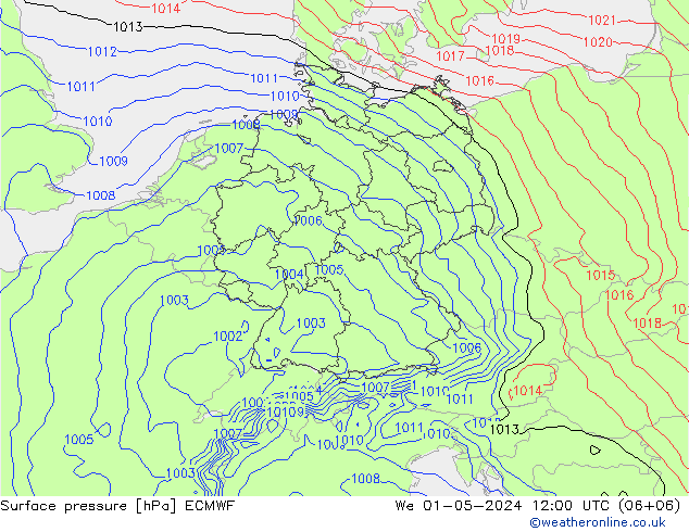 Atmosférický tlak ECMWF St 01.05.2024 12 UTC