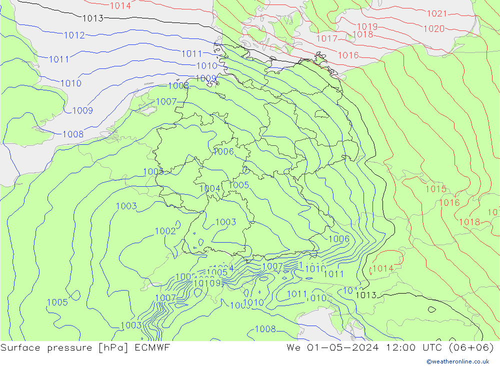 Atmosférický tlak ECMWF St 01.05.2024 12 UTC