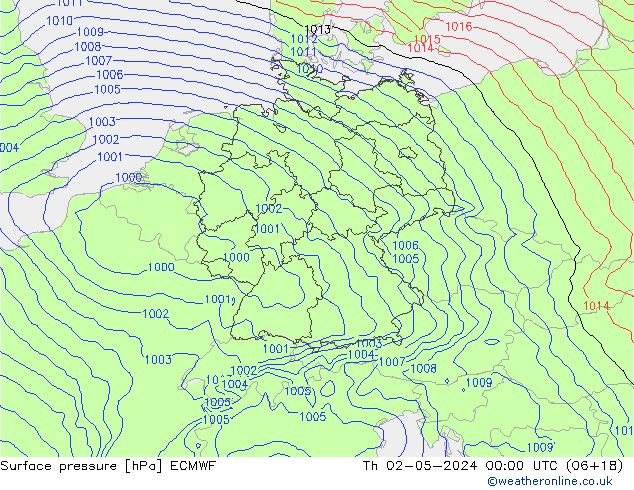 Surface pressure ECMWF Th 02.05.2024 00 UTC