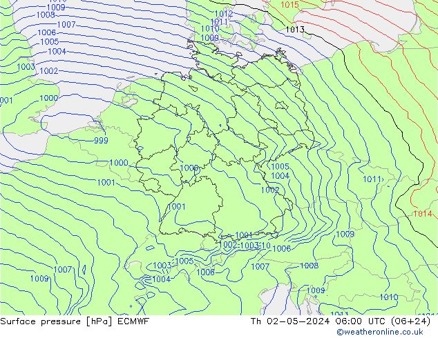 Presión superficial ECMWF jue 02.05.2024 06 UTC