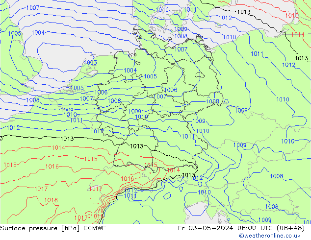 Pressione al suolo ECMWF ven 03.05.2024 06 UTC