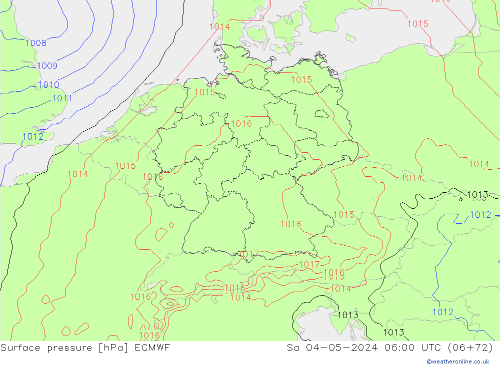 pressão do solo ECMWF Sáb 04.05.2024 06 UTC