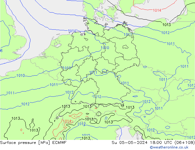 Surface pressure ECMWF Su 05.05.2024 18 UTC