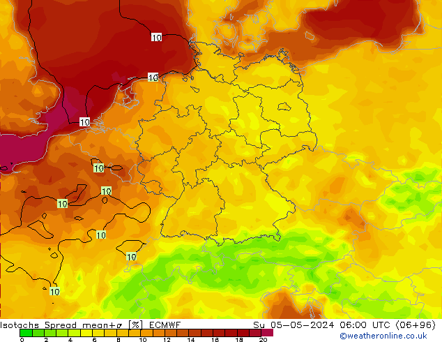 Isotachs Spread ECMWF Su 05.05.2024 06 UTC