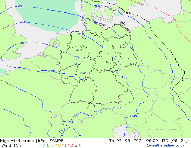 High wind areas ECMWF jeu 02.05.2024 06 UTC