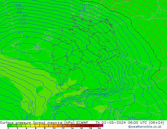 ciśnienie Spread ECMWF czw. 02.05.2024 06 UTC