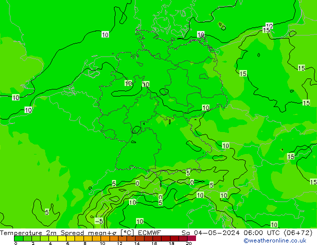 Sıcaklık Haritası 2m Spread ECMWF Cts 04.05.2024 06 UTC