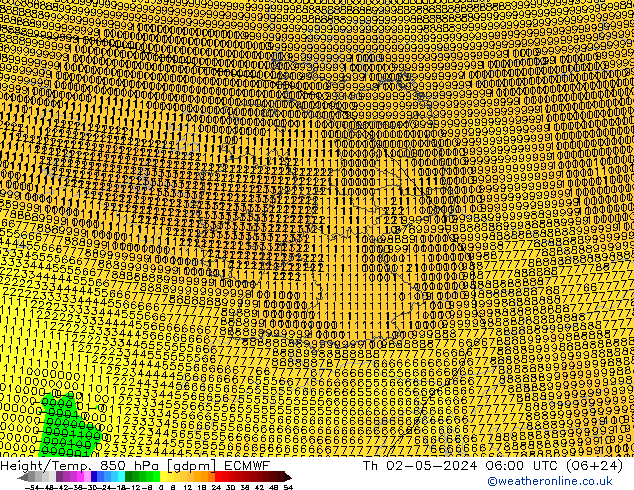 Height/Temp. 850 hPa ECMWF Th 02.05.2024 06 UTC