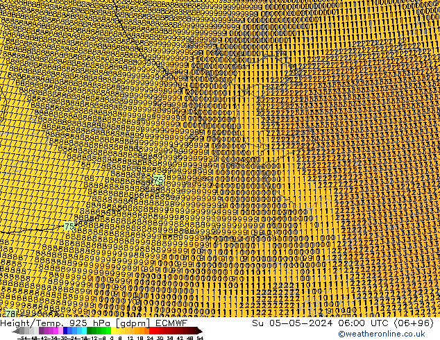 Height/Temp. 925 hPa ECMWF Su 05.05.2024 06 UTC