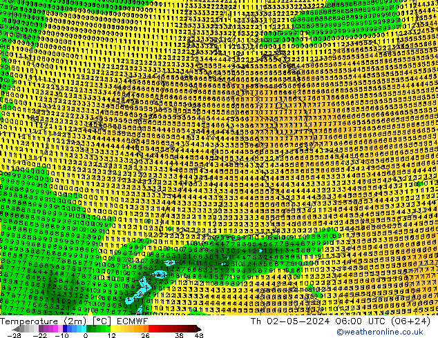 température (2m) ECMWF jeu 02.05.2024 06 UTC