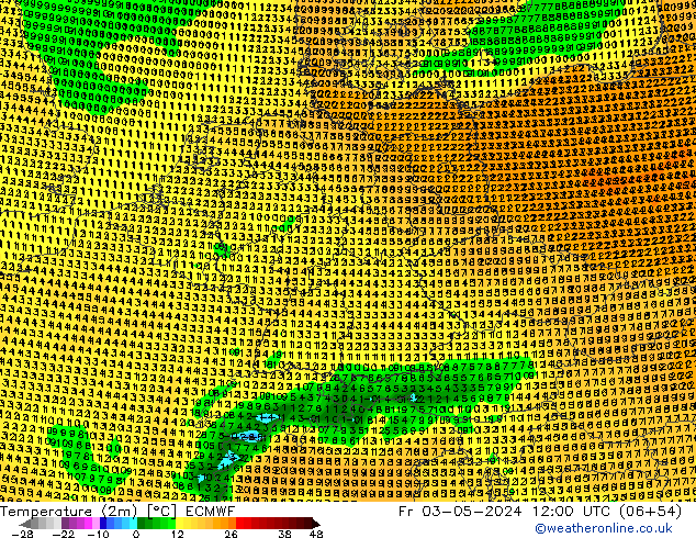 Sıcaklık Haritası (2m) ECMWF Cu 03.05.2024 12 UTC