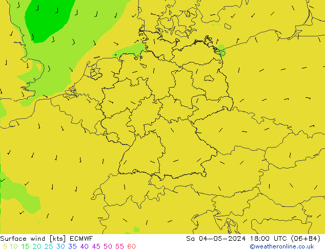 Bodenwind ECMWF Sa 04.05.2024 18 UTC