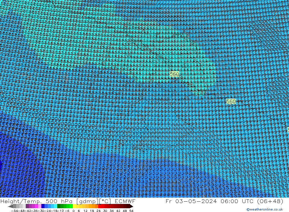 Height/Temp. 500 hPa ECMWF Fr 03.05.2024 06 UTC