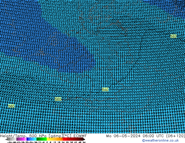 Yükseklik/Sıc. 500 hPa ECMWF Pzt 06.05.2024 06 UTC
