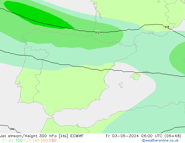 Corriente en chorro ECMWF vie 03.05.2024 06 UTC