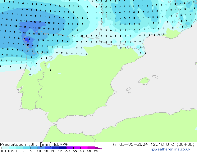 осадки (6h) ECMWF пт 03.05.2024 18 UTC