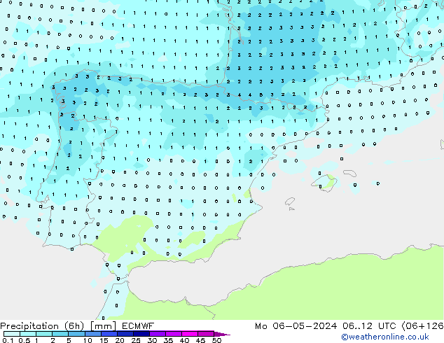 Precipitazione (6h) ECMWF lun 06.05.2024 12 UTC