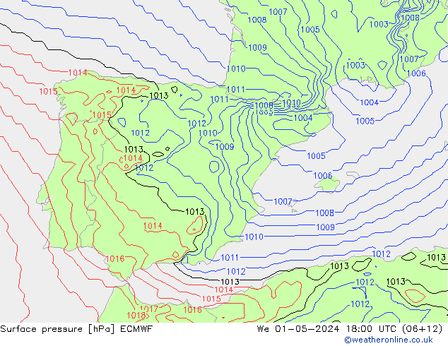 Atmosférický tlak ECMWF St 01.05.2024 18 UTC