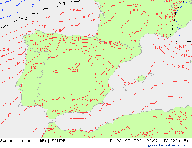 Luchtdruk (Grond) ECMWF vr 03.05.2024 06 UTC