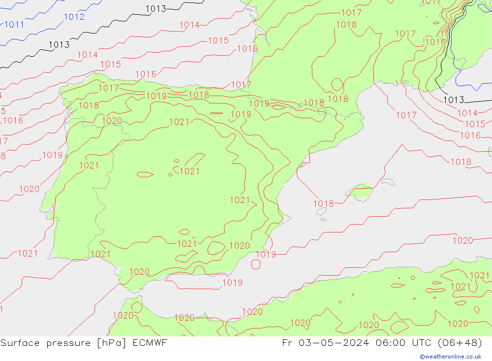 Yer basıncı ECMWF Cu 03.05.2024 06 UTC