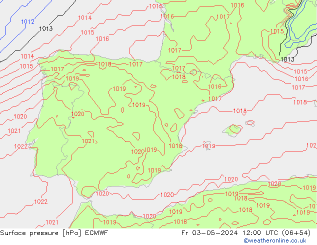 Luchtdruk (Grond) ECMWF vr 03.05.2024 12 UTC