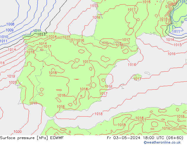 Pressione al suolo ECMWF ven 03.05.2024 18 UTC