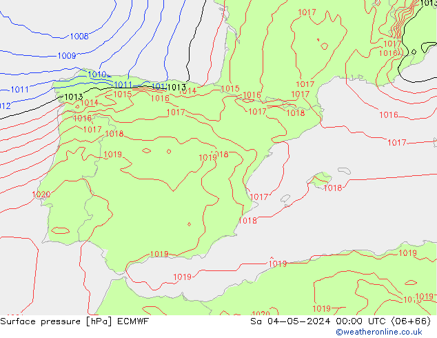 Surface pressure ECMWF Sa 04.05.2024 00 UTC