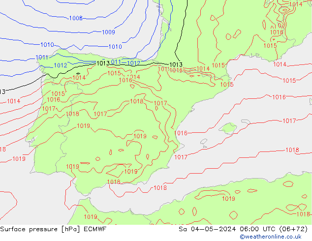 приземное давление ECMWF сб 04.05.2024 06 UTC