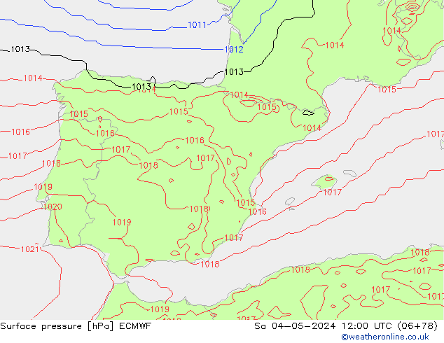 Surface pressure ECMWF Sa 04.05.2024 12 UTC