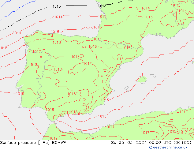 Surface pressure ECMWF Su 05.05.2024 00 UTC