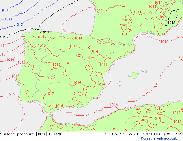 Surface pressure ECMWF Su 05.05.2024 12 UTC